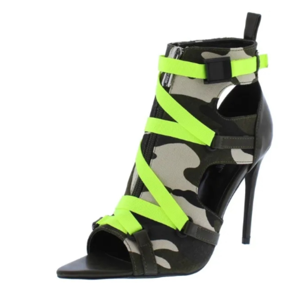 ARMY CAMO HIGH HEEL STILETTO WITH NEON STRAPS